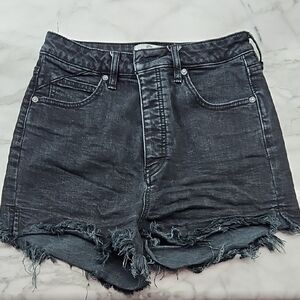 We The Free Charcoal Frayed Jean Shorts